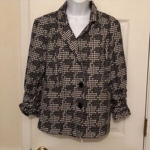 Stylish Black and White Houndstooth Women's Jacket
